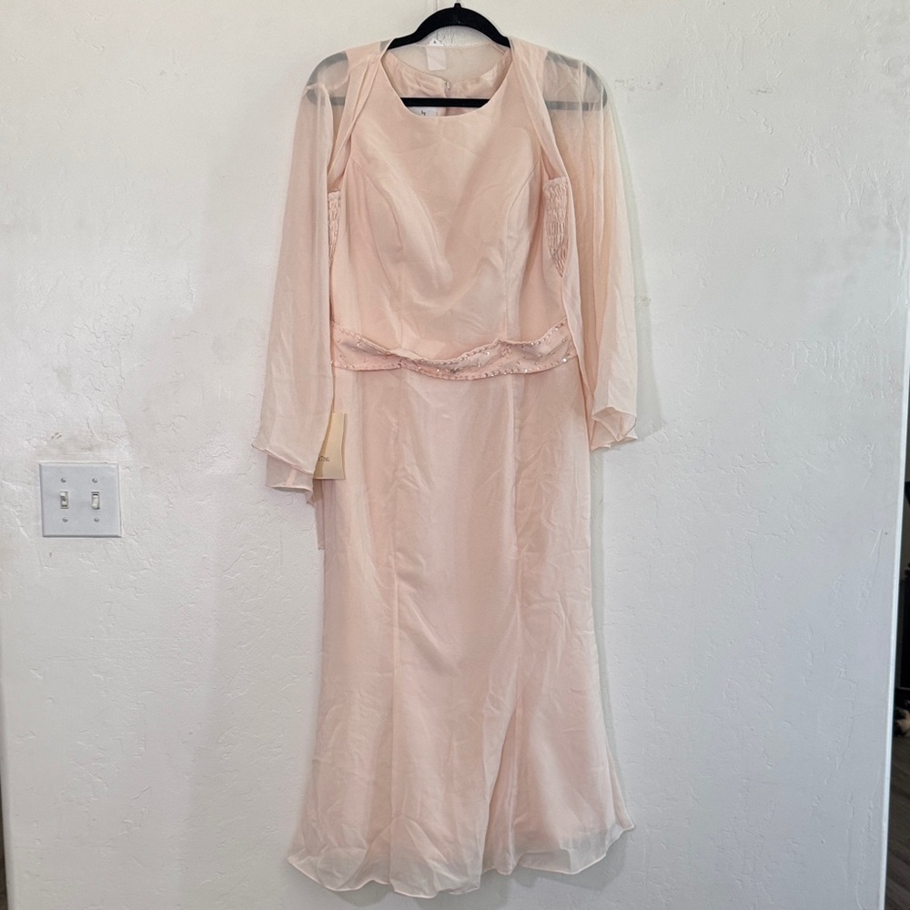 Lan Ting Bridal Dress Size 14 with sheer cardigan